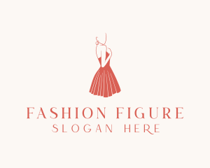 Lady Red Dress Fashion  logo design