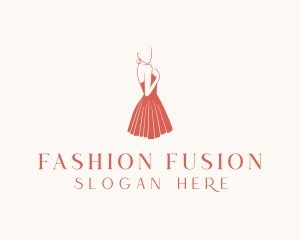 Lady Red Dress Fashion  logo design