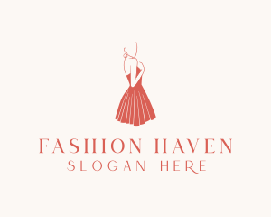 Lady Red Dress Fashion  logo design