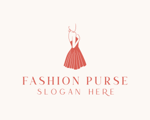 Lady Red Dress Fashion  logo design