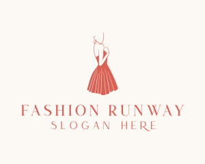 Lady Red Dress Fashion  logo design