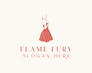 Lady Red Dress Fashion  logo design