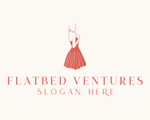 Lady Red Dress Fashion  logo design