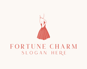 Lady Red Dress Fashion  logo design