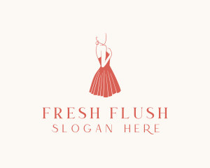 Lady Red Dress Fashion  logo design