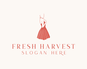 Lady Red Dress Fashion  logo design