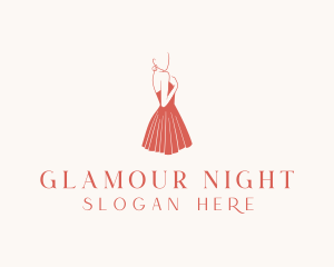 Lady Red Dress Fashion  logo design