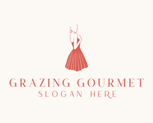 Lady Red Dress Fashion  logo design