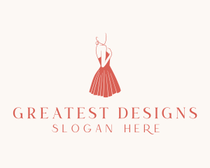 Lady Red Dress Fashion  logo design