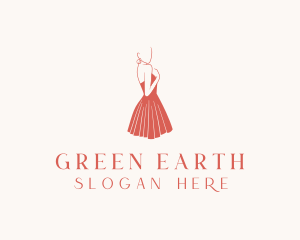 Lady Red Dress Fashion  logo design