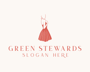 Lady Red Dress Fashion  logo design