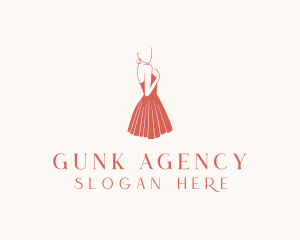 Lady Red Dress Fashion  logo design