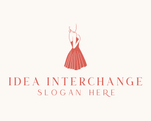 Lady Red Dress Fashion  logo design