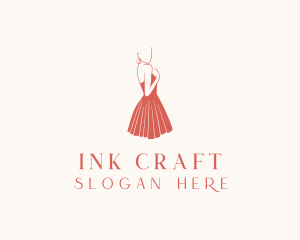 Lady Red Dress Fashion  logo design