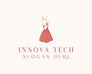 Lady Red Dress Fashion  logo design