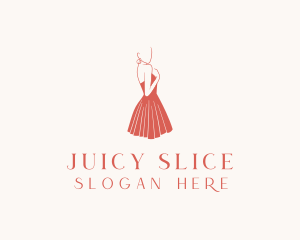 Lady Red Dress Fashion  logo design