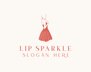 Lady Red Dress Fashion  logo design