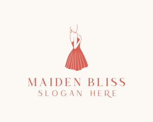 Lady Red Dress Fashion  logo design