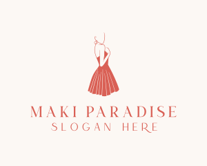 Lady Red Dress Fashion  logo design