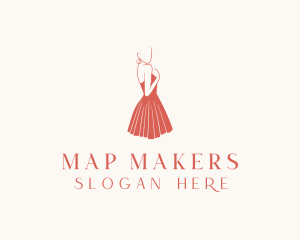 Lady Red Dress Fashion  logo design