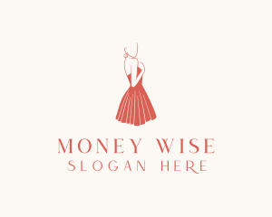 Lady Red Dress Fashion  logo design