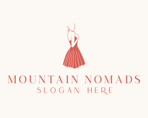 Lady Red Dress Fashion  logo design