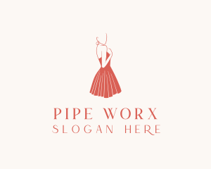 Lady Red Dress Fashion  logo design