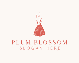 Lady Red Dress Fashion  logo design