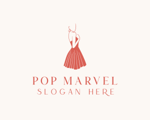 Lady Red Dress Fashion  logo design