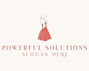 Lady Red Dress Fashion  logo design