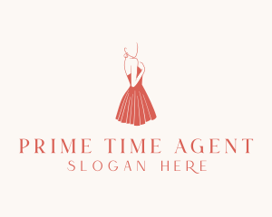 Lady Red Dress Fashion  logo design