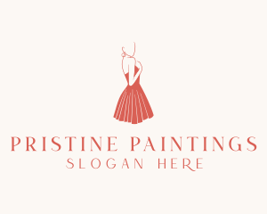 Lady Red Dress Fashion  logo design