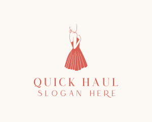 Lady Red Dress Fashion  logo design