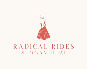 Lady Red Dress Fashion  logo design