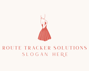 Lady Red Dress Fashion  logo design