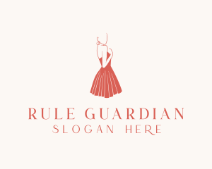 Lady Red Dress Fashion  logo design