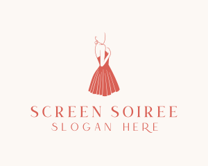 Lady Red Dress Fashion  logo design