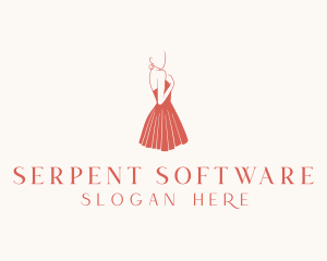 Lady Red Dress Fashion  logo design