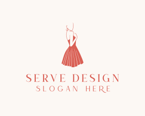 Lady Red Dress Fashion  logo design