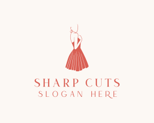 Lady Red Dress Fashion  logo design