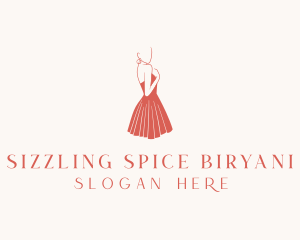 Lady Red Dress Fashion  logo design