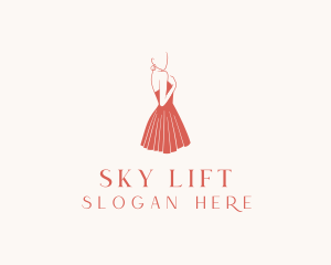 Lady Red Dress Fashion  logo design