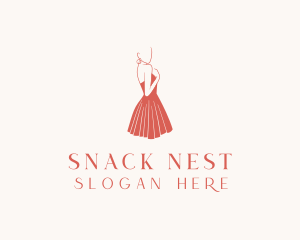 Lady Red Dress Fashion  logo design