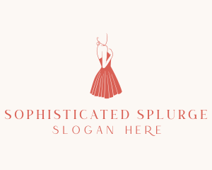 Lady Red Dress Fashion  logo design