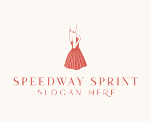 Lady Red Dress Fashion  logo design