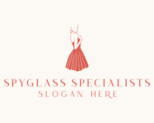 Lady Red Dress Fashion  logo design