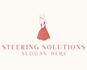 Lady Red Dress Fashion  logo design