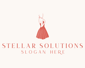 Lady Red Dress Fashion  logo design