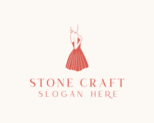 Lady Red Dress Fashion  logo design