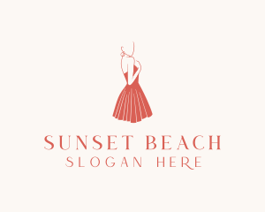 Lady Red Dress Fashion  logo design